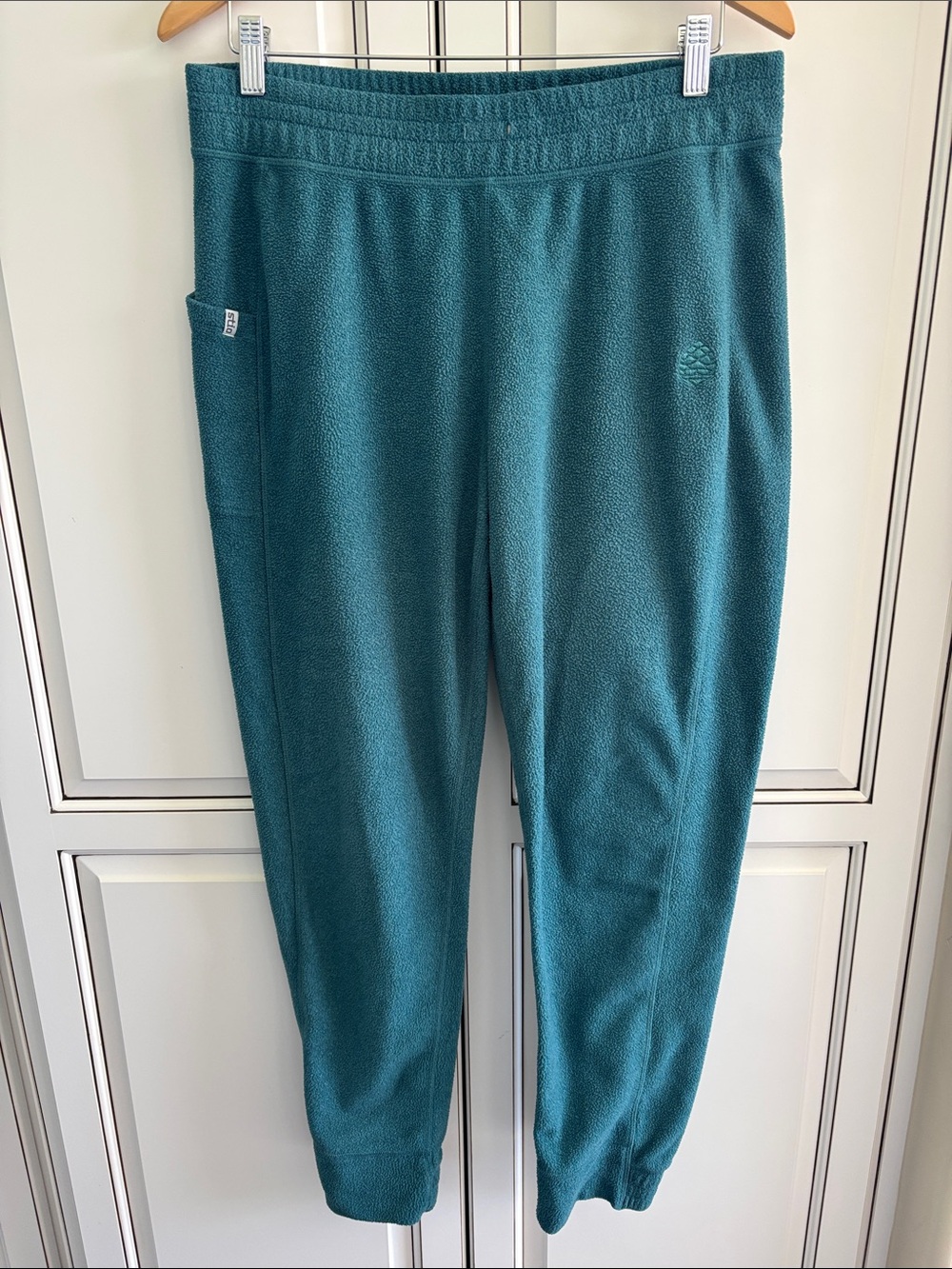 Stio Turpin Fleece Joggers Fit Sweatpants Teal Green Cozy Lounge Womens Large